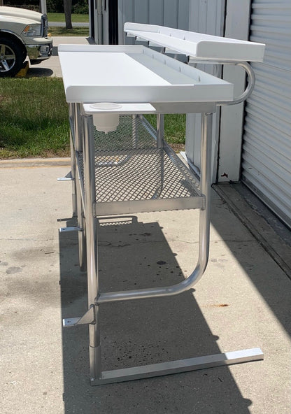 Deluxe Fish Cleaning Table w/ Upper Shelf - Over the wall